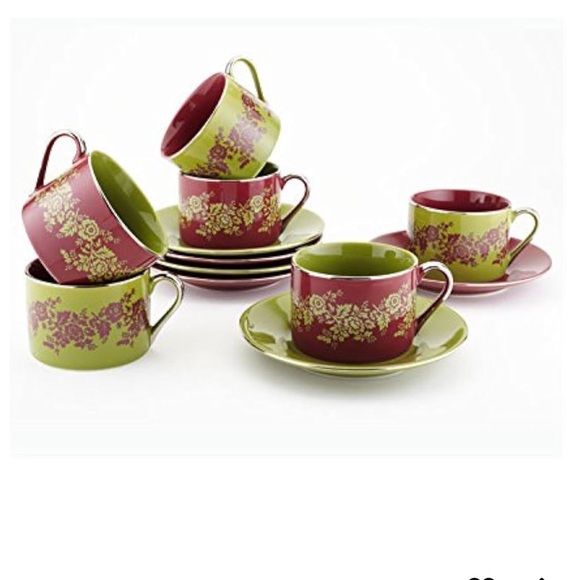 {Yedi Houseware} boho floral Nouveau Floral Cup & Saucer for 6 - Picture 3 of 7
